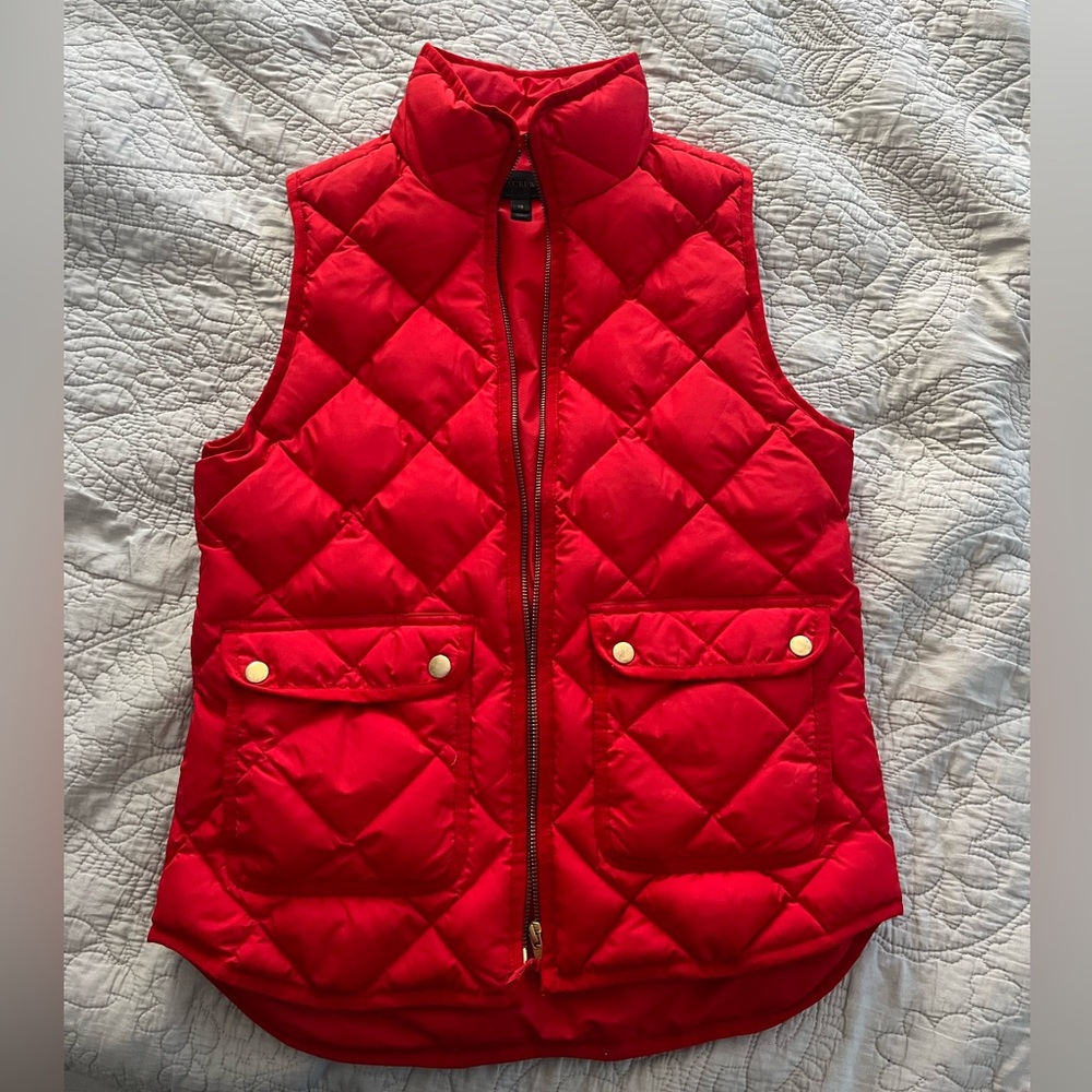 J Crew red quilted puffy vest